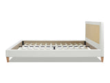 Haley Upholstered Cane-Back Platform Bed, King, Antique White Polyester B2719P238202