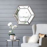 20" x 18" Hexagon Wall Mirror with Contemporary Glass Design, Home Decor Accent Mirror for Living W2078124352