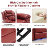 Home Theater Seating Manual Recliner Chair with LED Light Strip for Living Room,Bedroom, Wine Red WF310725AAJ