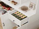 71" Kitchen Pantry Storage Cabinet with Microwave Oven Countertop, Freestanding Hutch Cabinet with W282108555