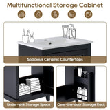 20 Inch Modern Small Bathroom Vanity Cabinet With Ceramic Basin- 20*14.5*33.3 Inches,Ample N729P170386B