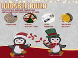 Set of 2 Lighted Penguin and Candy Cane Christmas Decorations, Pre-lit 2D Holiday Decor with 80 Warm 29753640