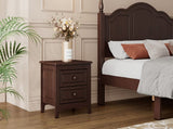 2-Drawer Nightstand for Bedroom, Mid Century Retro Bedside Table with Classic Design,Dark Walnut WF308187AAD