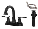 2-Handle 4-Inch Matte Black Bathroom Faucet, Bathroom Vanity Sink Faucets with Pop-up Drain and 06100917