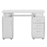 ZNTS Embossed White Particle Board with Melamine Laminate 1155574cm One-Door Three-Drawer Computer Desk 28344115