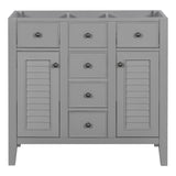 ZNTS 36" Bathroom Vanity without Sink, Cabinet Base Only, Two Cabinets and Five Drawers, Solid Wood WF299664AAE