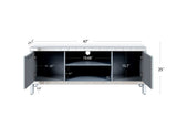 47 Inch Mirror TV Media Console with Diamond Glass Doors, Dual Door Design with Open Storage Space, W1445P299045