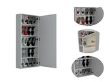 Montauk 5-Shelf Wall Mounted Shoe Cabinet with Mirror Door White B06280104