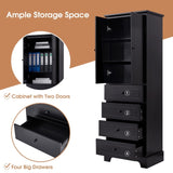 Storage Cabinet with 2 Doors and 4 Drawers for Bathroom, Office, Adjustable Shelf, MDF Board with WF302825AAB