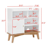 Colorblocking Storage Cabinet with Solid Wood Base & feet, Floor Cabinet for Bedroom Living Room W1801P195703