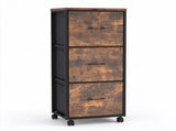 Wood Filing Cabinet with Casters, Weathered Wood Fluted, Iron Clad Wood, Melamine Faced, 3 Tall 59908062