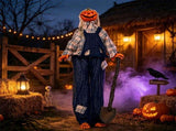 5.3FT Halloween Pumpkin Man Animatronic Prop, Sound & Motion Activated with Waving Nail Hands, 94850192
