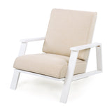 Patio Lounge Chair, Outdoor Club Chair with Beige Cushion and White Acacia Wood Frame N779P291591W