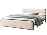 Modern Metal Bed Frame with Curved Upholstered Headboard and Footboard Bed with Under Bed Storage, N701P229015B