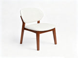 MidCentury Modern Dining Chairs Set of 2, Solid Rubber Wood Dining Side Chairs with Cream White PU W5599P547504