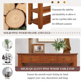 48'' Solid Pine Wood Top Console Table, Modern Entryway Sofa Side Table with 3 Storage Drawers and 2 W120290517