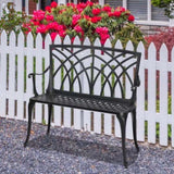 ZNTS 38in Outdoor Orchid Back Aluminum Bench Black 43199570