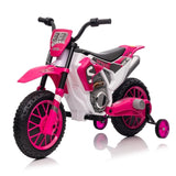 ZNTS 12V Kids Ride on Toy Motorcycle, Electric Motor Toy Bike with Training Wheels for Kids 3-6, Rose Red W2181P164393