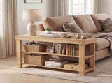 27-In Bamboo Shoe Rack & Bench, 3-Tier 280 lb Capacity Storage Organizer for Entryway, Living Room, 72622261