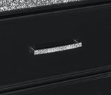 ZNTS Glamourous Peal Black Metallic Finish 1pc Nightstand of 2x Drawers Faux Crystal Handles Modern B01179875