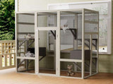 62.6" Outdoor Wooden Cat House Large Catio, Solid Wood Cat Cage Shelter Enclosure Playpen with W773P396361