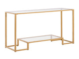 2-Tier Glass Console Table, Modern Rectangular Side Table with Tempered Glass Surface and Iron 85052734