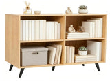 4 Cube Open Storage Bookshelf with 5 Heavy-Duty Metal Elevated Legs, Anti-Tip Wall Anchors Enclosed 18563218