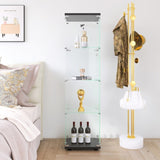Glass Display Cabinet 4 Shelves with Door, Floor Standing Curio Bookshelf for Living Room Bedroom W1806P197872
