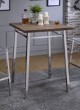 ZNTS Oak and Chrome Square Bar Table B062P185732