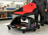 360&deg Swivel Rolling Mechanic Stool with Hollow Cutout Backrest, Under Seat Tool Tray 6 Universal 31051206