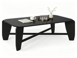 Modern Rectangular Coffee Table, Engineered Wood Center Table with Rubber Wood CrossLeg Base, 132 95045589