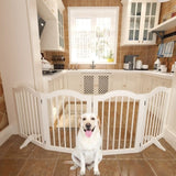 27.6" Height Tall Freestanding Pet Gate, 4 Panels Foldable Dog Gate, Solid Wood Folding Safety Fence W808P255672