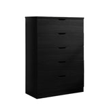 ZNTS Modern black five drawer clothes and storage chest cabinet with metal drawer glides B107P173529