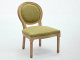 A&A Furniture,French Style Solid Wood Frame Antique Painting Linen Fabric Back Dining Chair,Set of W1143P323333
