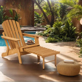 Outdoor Wooden Folding Adirondack Chair with Retractable Ottoman, Pre-Assembled BackRest & 94808483