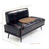 55"Inch Width Modern End of Bed Bench,Black Faux Leather Upholstered With side table, 360-degree W2677P196631