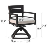 Outdoor Patio Aluminum Swivel Rocker 2PCS with Outdoor-grade Sunbrella Fabric Cushions, Ember Black W1886P163383