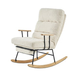 ZNTS Modern Teddy Gliding Rocking Chair with High Back, Retractable Footrest, and Adjustable Back Angle W2012137612