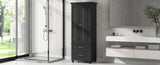 ZNTS Tall Storage Cabinet with Two Drawers for Bathroom/Office, Black WF299284AAB