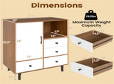 Mid-Century Modern 4-Drawer Sideboard Buffet Cabinet with Storage - Natural 06985474