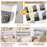 Magnetic Plastic Wrap Dispenser with Cutter - Refillable Aluminum Tin Foil and Plastic Wrap 09447202