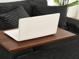 Fluffy Corduroy Storage Armrest Sofa,Single Versatile Seat with Ottoman,Cup Holder,Bluetooth W3705P476390