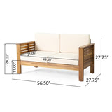 Teak Acacia Wood Loveseat and Coffee Table Set with Cream Cushions 70844.00