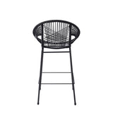 Ferrara Outdoor Patio Black Faux Wicker Barstool, Set of 2 N775P266222B