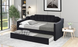 Upholstered Twin Daybed with Trundle,Black 46562591