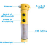 Yellow Multi-functional car safety hammer with Flashlight 86957341