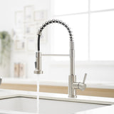 Kitchen Faucet with Pull Down Sprayer Brushed Nickel Stainless Steel Single Handle Pull Out Spring W1932P224854