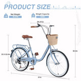 7 Speed City Bike With Basket , Steel Frame,Multiple Colors 22 Inch Girls Bicycle W1019P206926