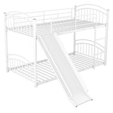 Twin Over Twin Metal Bunk Bed With Slide,Kids House Bed White MF313919AAK