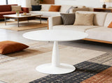 Round Tulip Dining Table for 2-4 Persons, 42. Inch Kitchen Table with Sturdy Golden Metal Pedestal W3766P456439